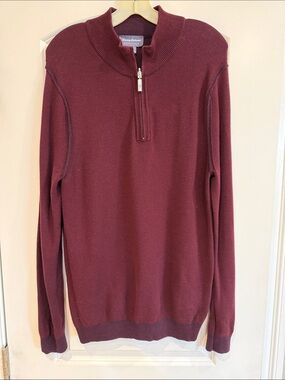 Tommy Bahama Men's Wine 1/4 Zip-Neck Sweater Sz M
